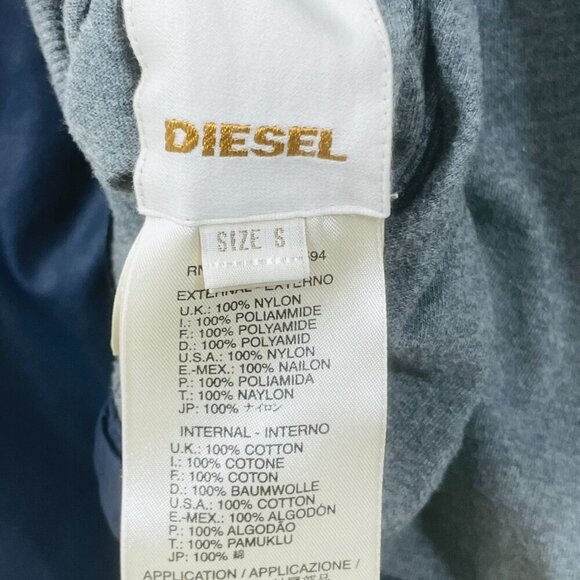 DIESEL Women's Size S Reversible Hooded Jacket Soft Navy Nylon/ Gray Cotton‎ - Picture 4 of 10
